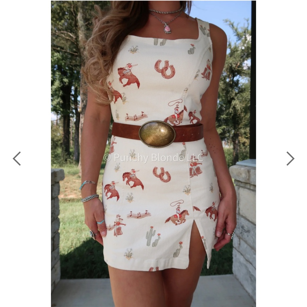 Cream Western Mini Dress